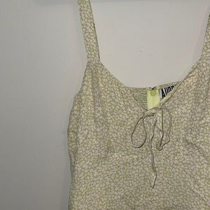 SKATER DRESS WITH FLORAL DESIGN IN LIGHT GREEN